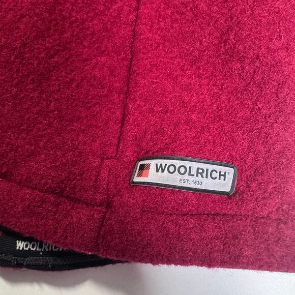 Woolrich Jacket Womens XL Red Wool Full Zip Grip Waist Mesh Lined Coat Mock Neck - Picture 8 of 13